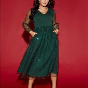 Sheer Mesh Shimmering Sequins Maxi Dress